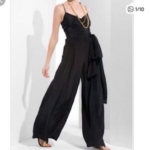 BCBGMaxAzria Black Wide-Leg Wrap Jumpsuit